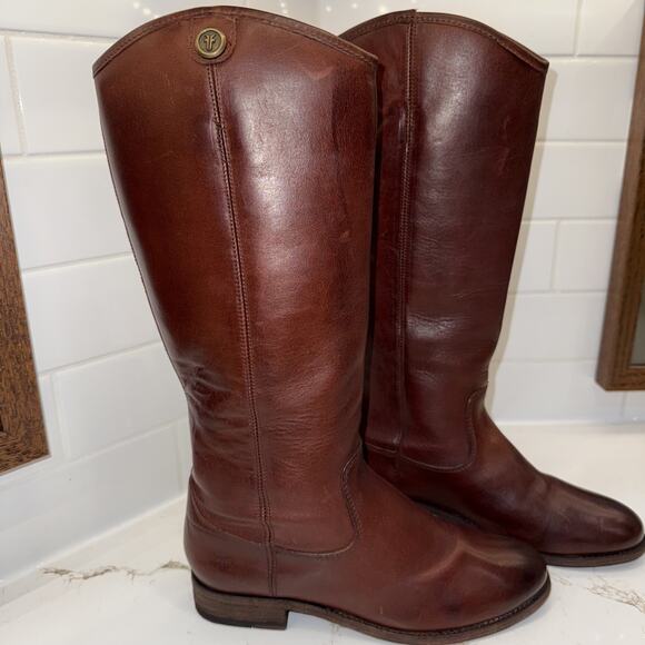 Frye Melissa Button 2 Women's Size 8.5B Brown Leather Boots Redwood - Picture 4 of 10